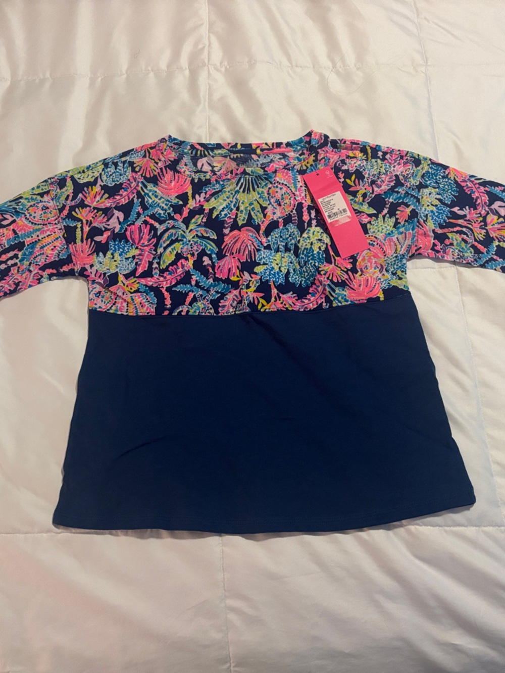 Lilly Pulitzer Mini Finn Long-Sleeve Top in Oyster Bay Navy